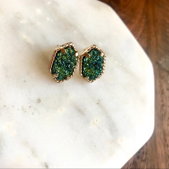 Tayzani Jewelry - Gold & Chameleon Dainty Druzy Stud Post Earrings